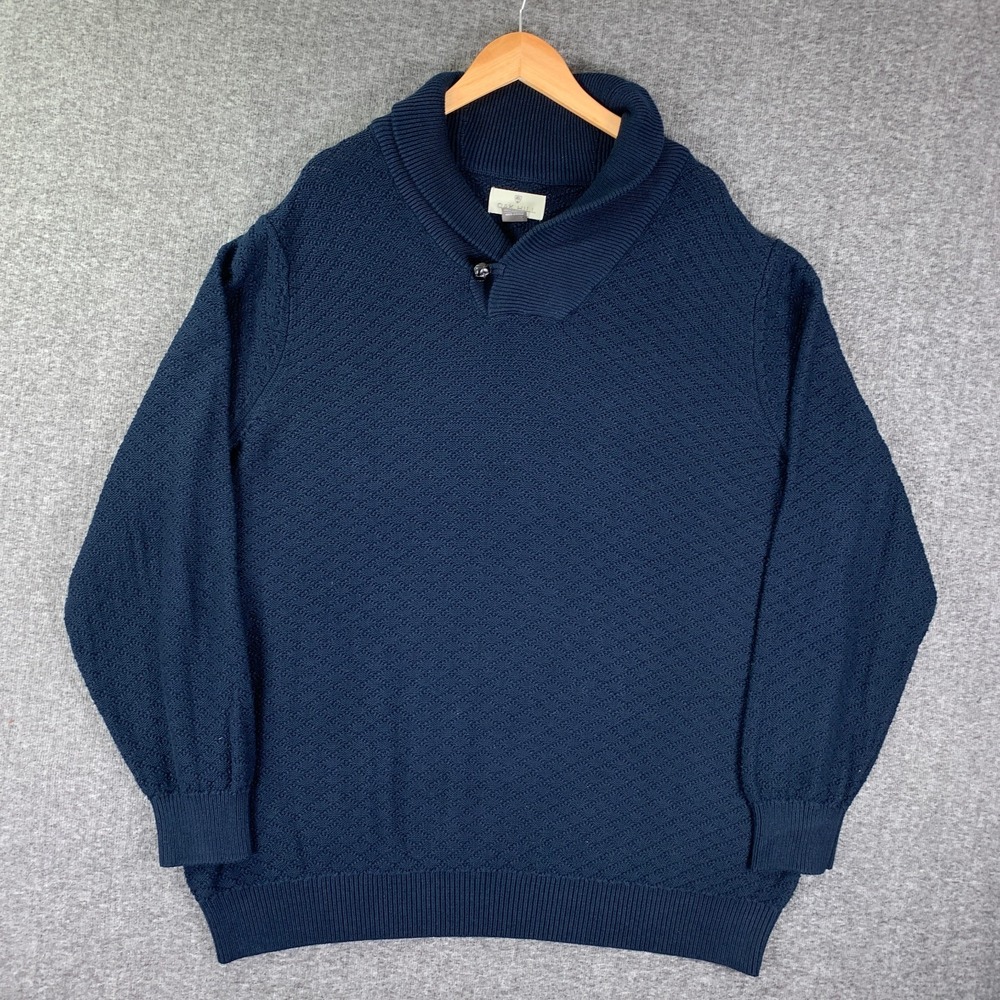 Oak Hill Knit Sweater Mens 3XLT Shawl Navy Pullover Preppy DXL Preppy